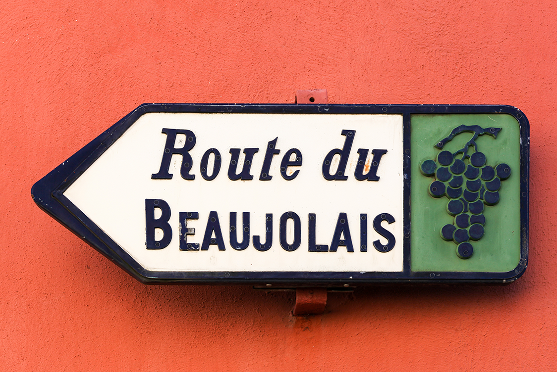 a road sign in the Beaujolais region