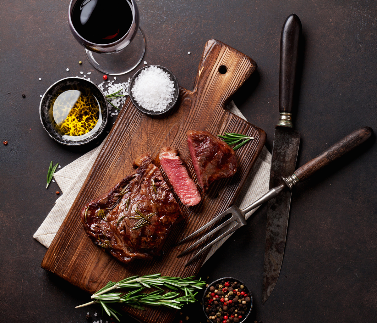 Steak with red wine